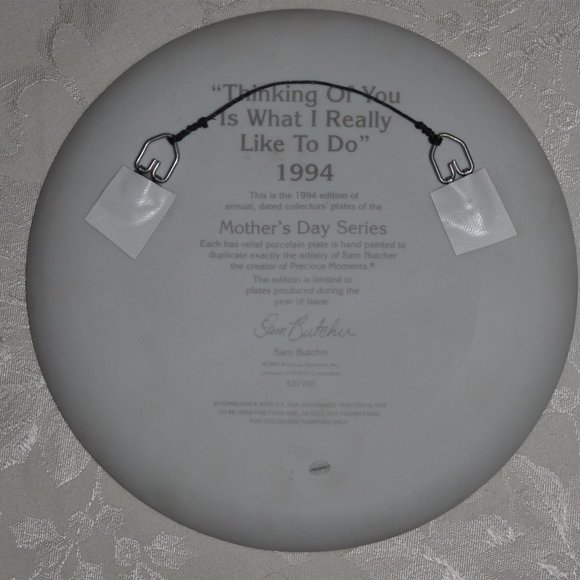 Precious Moments Mother's Day Plate | Vintage 1994 Plate | Thinking Of You - Picture 5 of 7